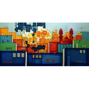 Salman Farooqi, 24 x 48 Inch, Acrylic on Canvas, Cityscape Painting-AC-SF-184